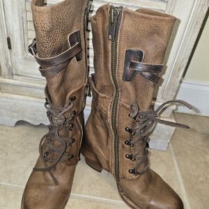 Freebird Tan Lace-Up Leather Boots